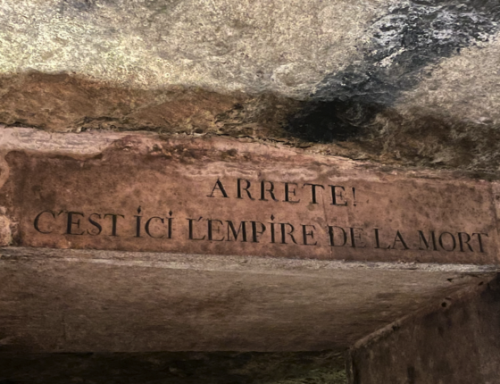 Stop! This is the Empire of the Dead, sign by entrance of the Paris Catacombs, Photo by JFPenn
