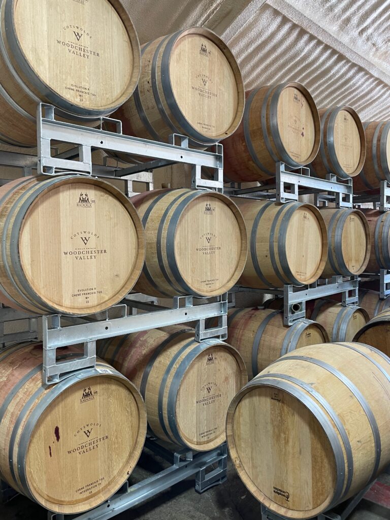 Wine barrels at Woodchester Valley Vineyard, Photo by J.F. Penn